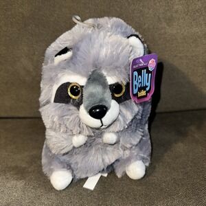 Nanco Belly Buddies Raccoon Plush Super Soft Stuffed Animal‎ Gray 7" Rare